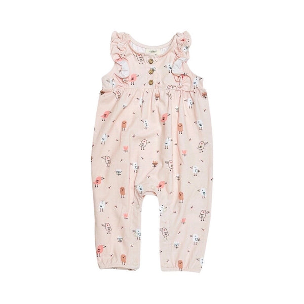 Infant Birds Ruffle & Button Jumpsuit + Headband