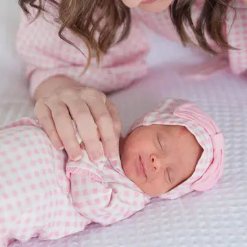 Baby Infant Girls Pink Gingham Gown Set