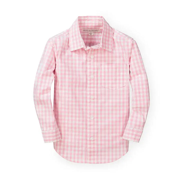 Boys Poplin Button Down Collared Long Sleeve Top