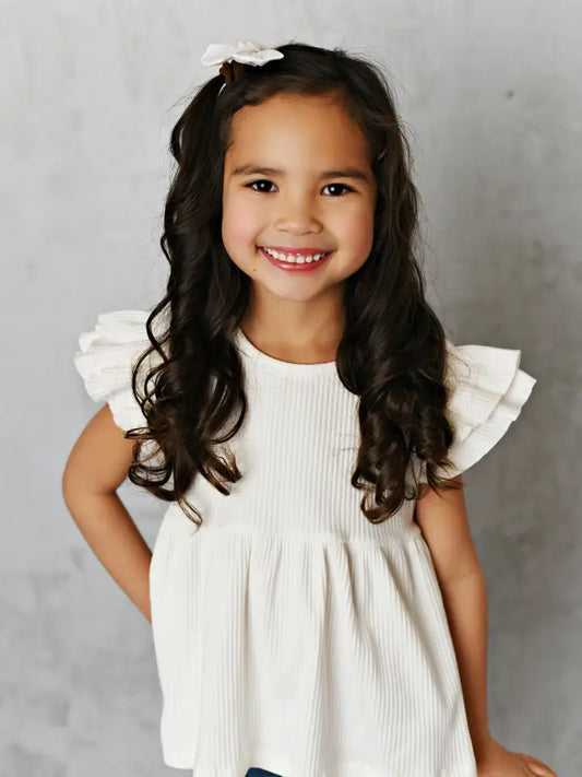 Girls Double Ruffle Sleeve Top
