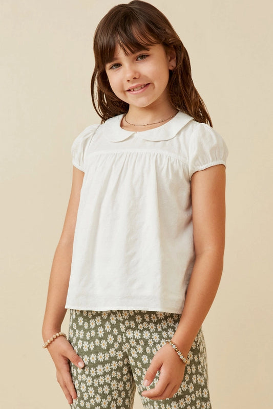 Youth Girls Embroidered Peter Pan Collar