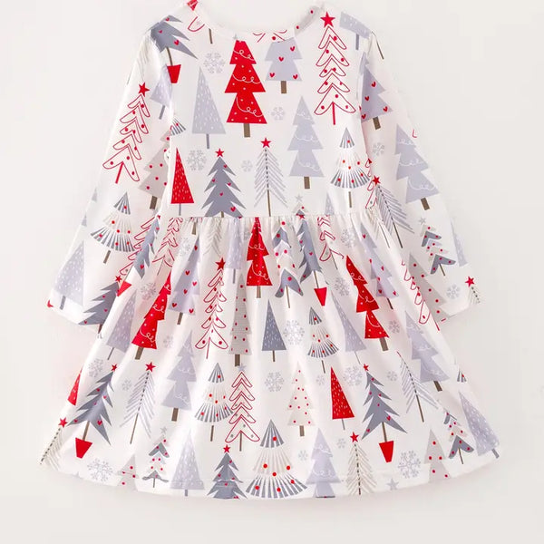 Girls Christmas Tree Flowy Dress