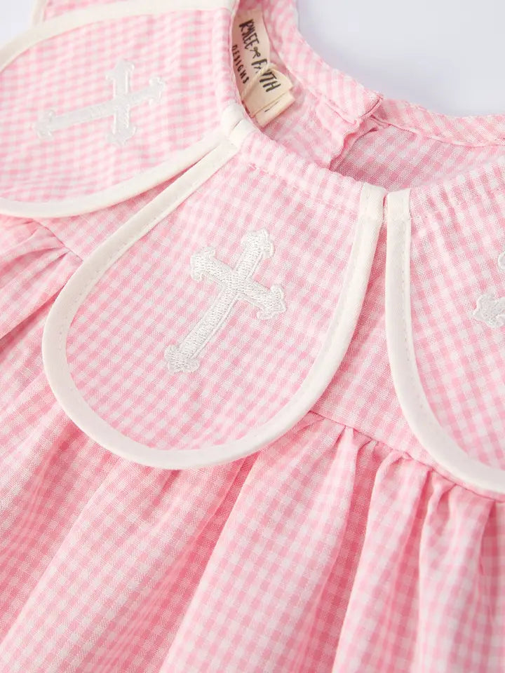 Toddler Girls Pink Cross Sleeveless Church Dress
