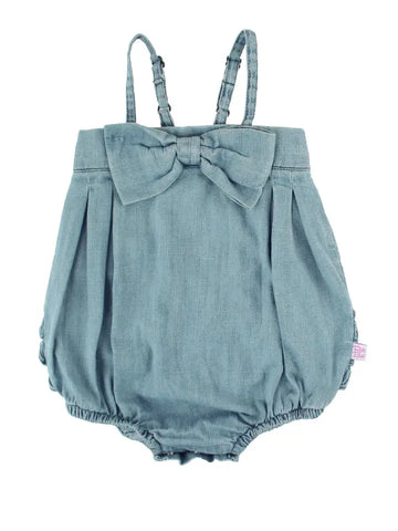 Baby Girls Denim Bow Bubble Romper