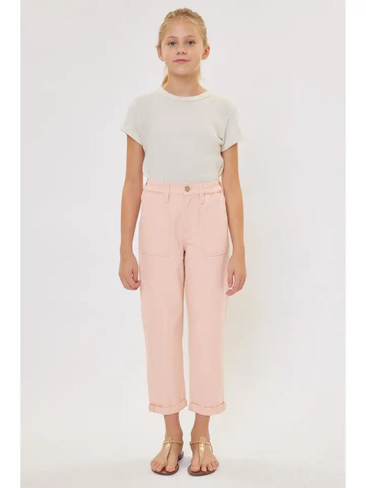 KanCan Girls Elastic Pink Mom Jeans