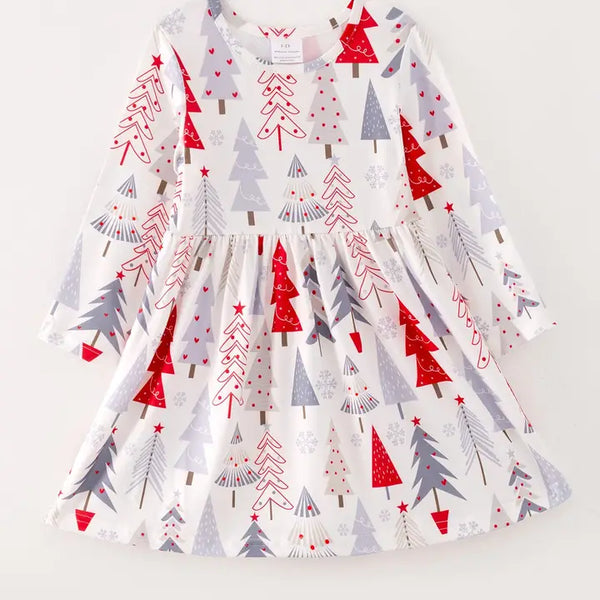 Girls Christmas Tree Flowy Dress