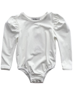 Rosalind Puff Long Sleeve Leotard - White