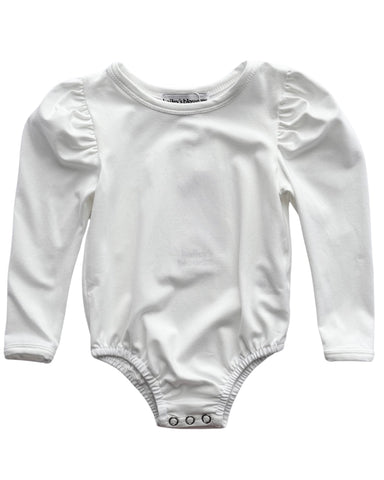 Rosalind Puff Long Sleeve Leotard - White