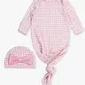 Baby Infant Girls Pink Gingham Gown Set