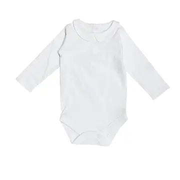 White Collar Baby Romper Long Sleeve