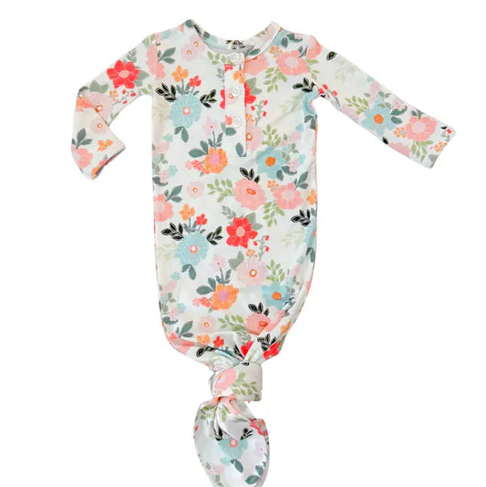 Infant Girl Cottage Bloom Knotted Gown - Floral