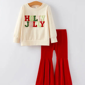 Holly Jolly Sweater Top And Flared Pants Set