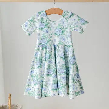 Toddler Girl Organic Cotton Twirl Dress - Hydrangea