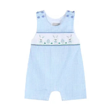 Infant Boy Easter Egg And Bunnies Smocked Shortall