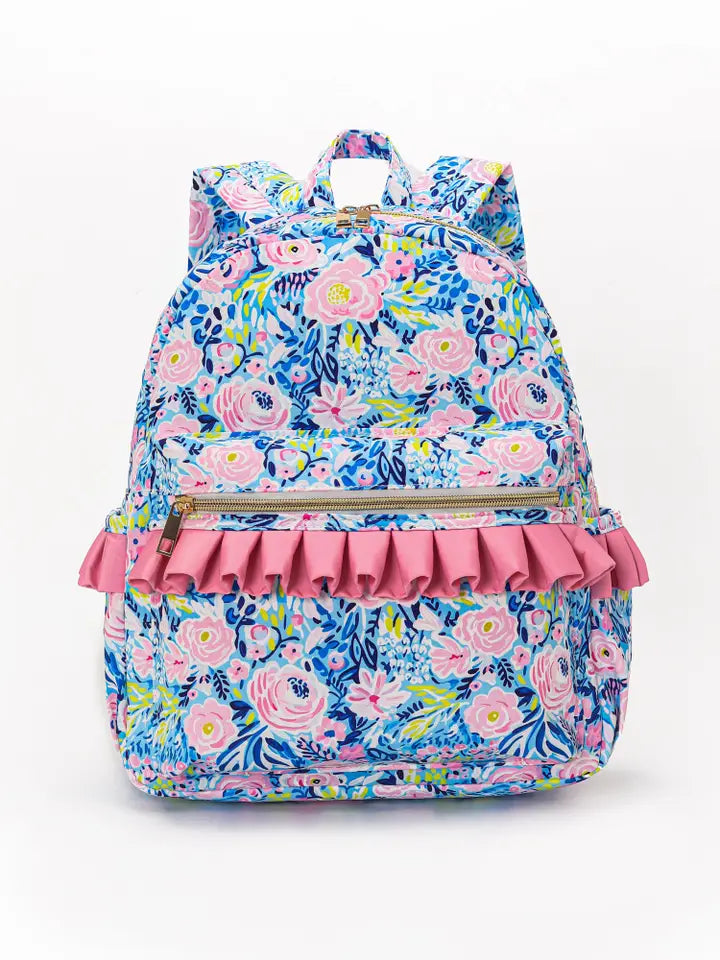 Blue floral backpack online