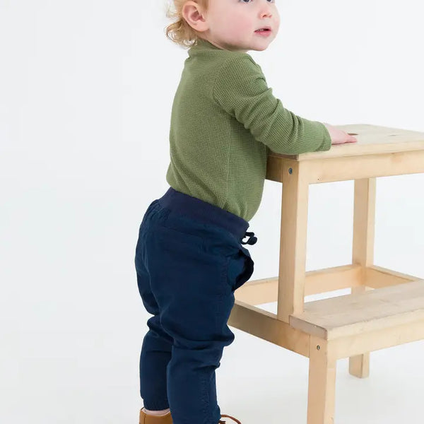 Baby Boys Dusty Olive Waffle Knit Henley Bodysuit