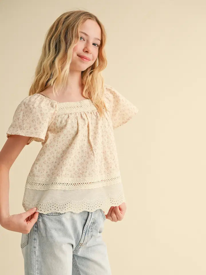 Youth Girls Flutter Sleeve Top