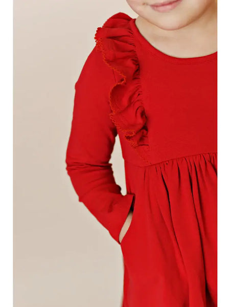 Bella Picot Red Pocket Dress