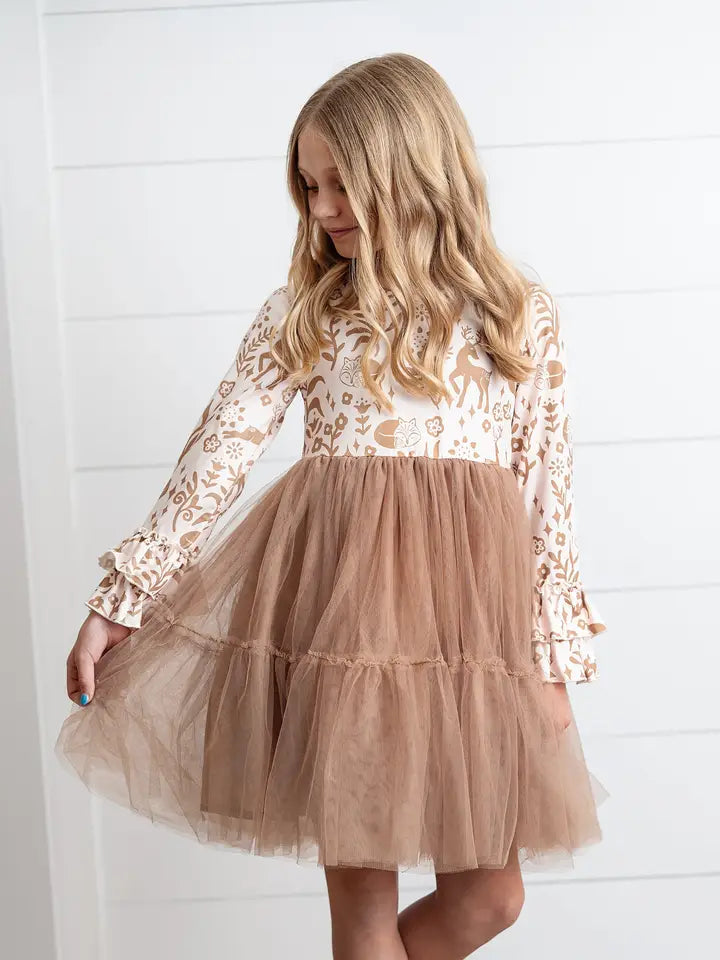 Girls Woodland Ruffle Detail Dress