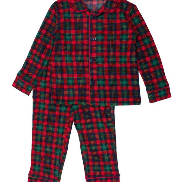 Toddler Boys Merry Memories Plaid Button Down Pajama Set