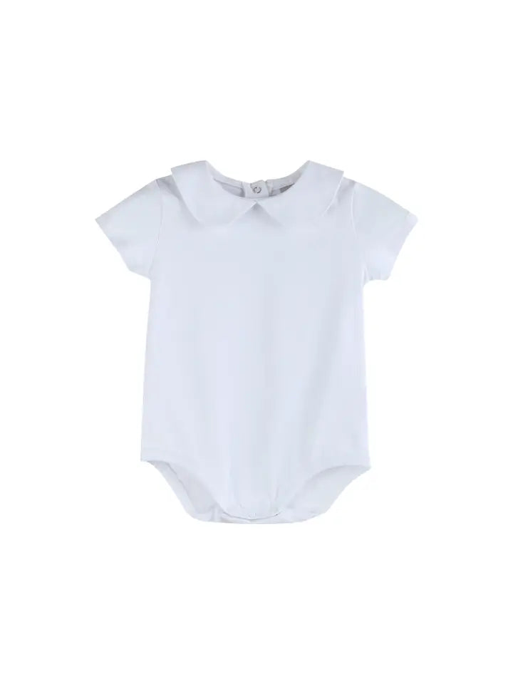White Collar Baby Romper Short Sleeve
