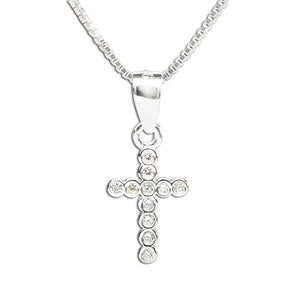 Sterling Silver Rhinestone Cross Necklace