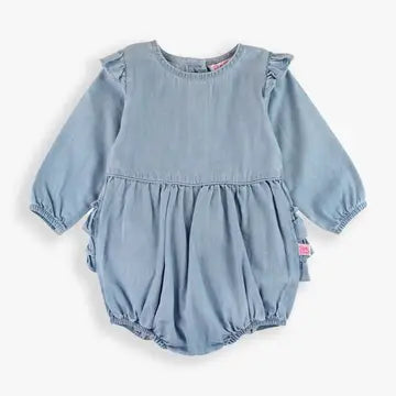 Baby Girls Light Wash Denim Bubble Romper