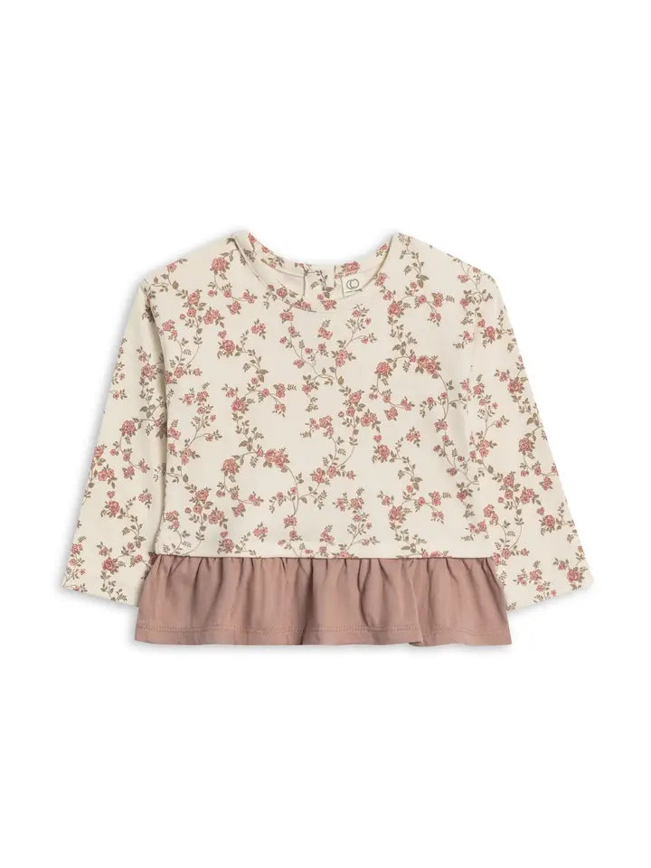 Infant & Toddler Girls Floral Ruffle Hem Long Sleeve Top