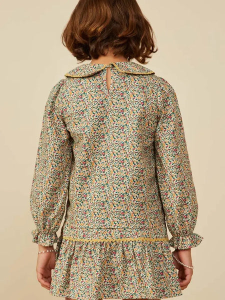 Youth Girls Wavy Twill Trimmed Peter Pan Collar Top