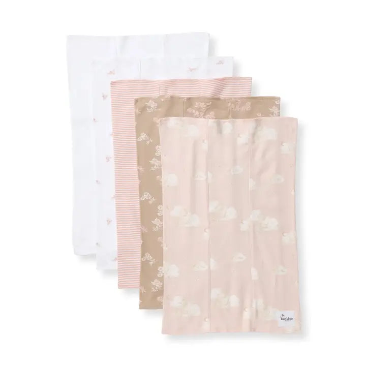 Set of 5 Burp Cloths - Whimsical Floral