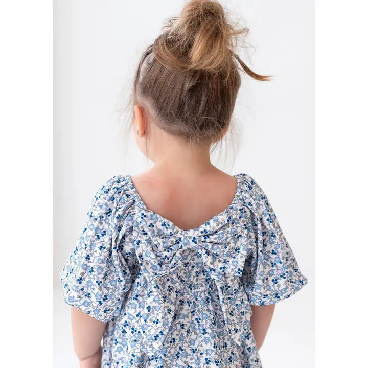 Girls Bubble Sleeve Floral Dress