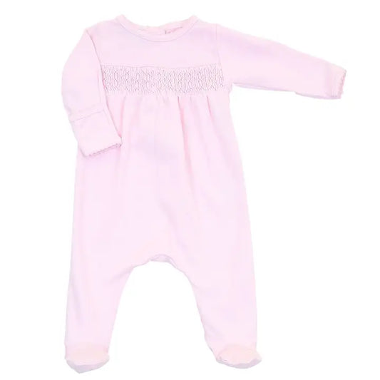Baby Girls Pink Smocked Footie