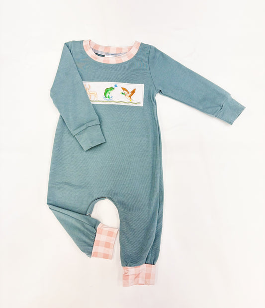 Baby Boy Hunting Appliqué Romper