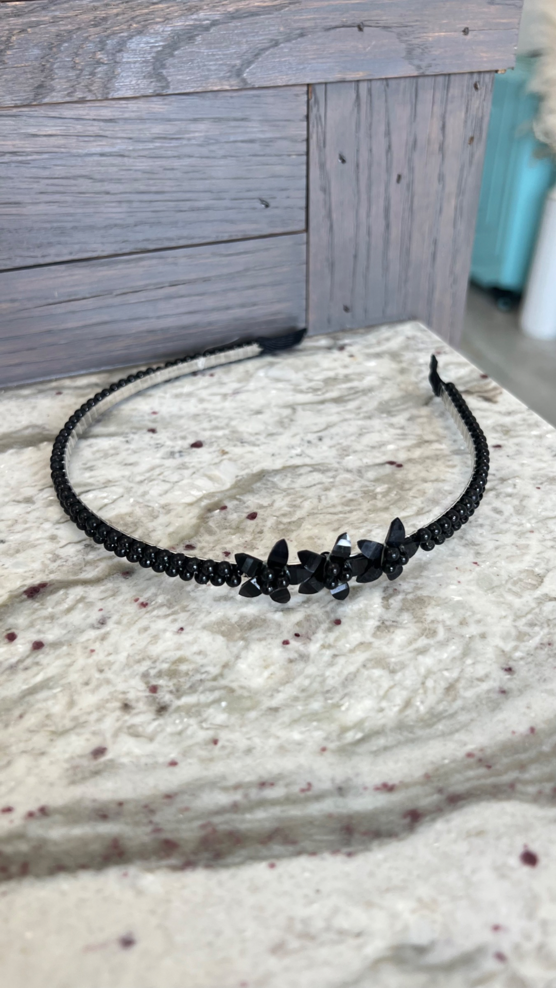 Beaded Headband With Flower Accent