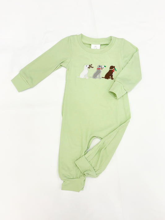 Baby Boy Duck Dog Appliqué Romper