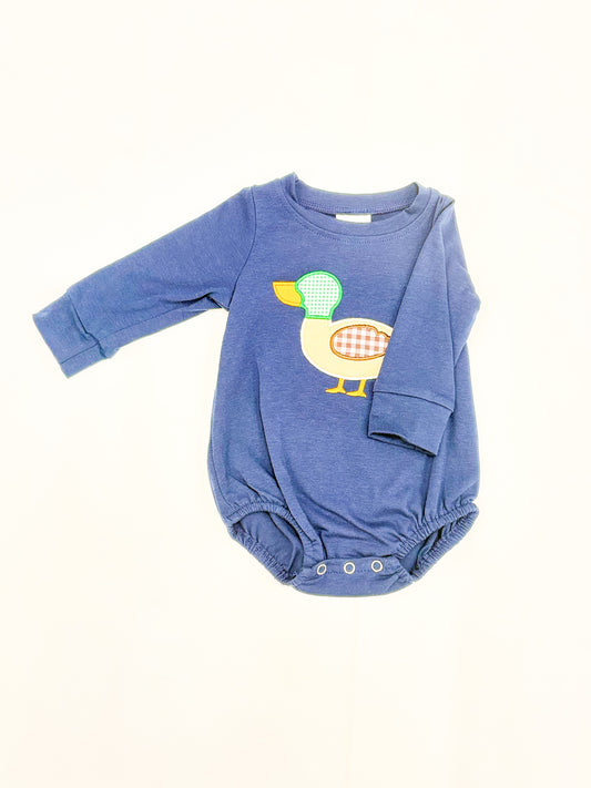 Baby Boy Duck Appliqué Bubble Romper