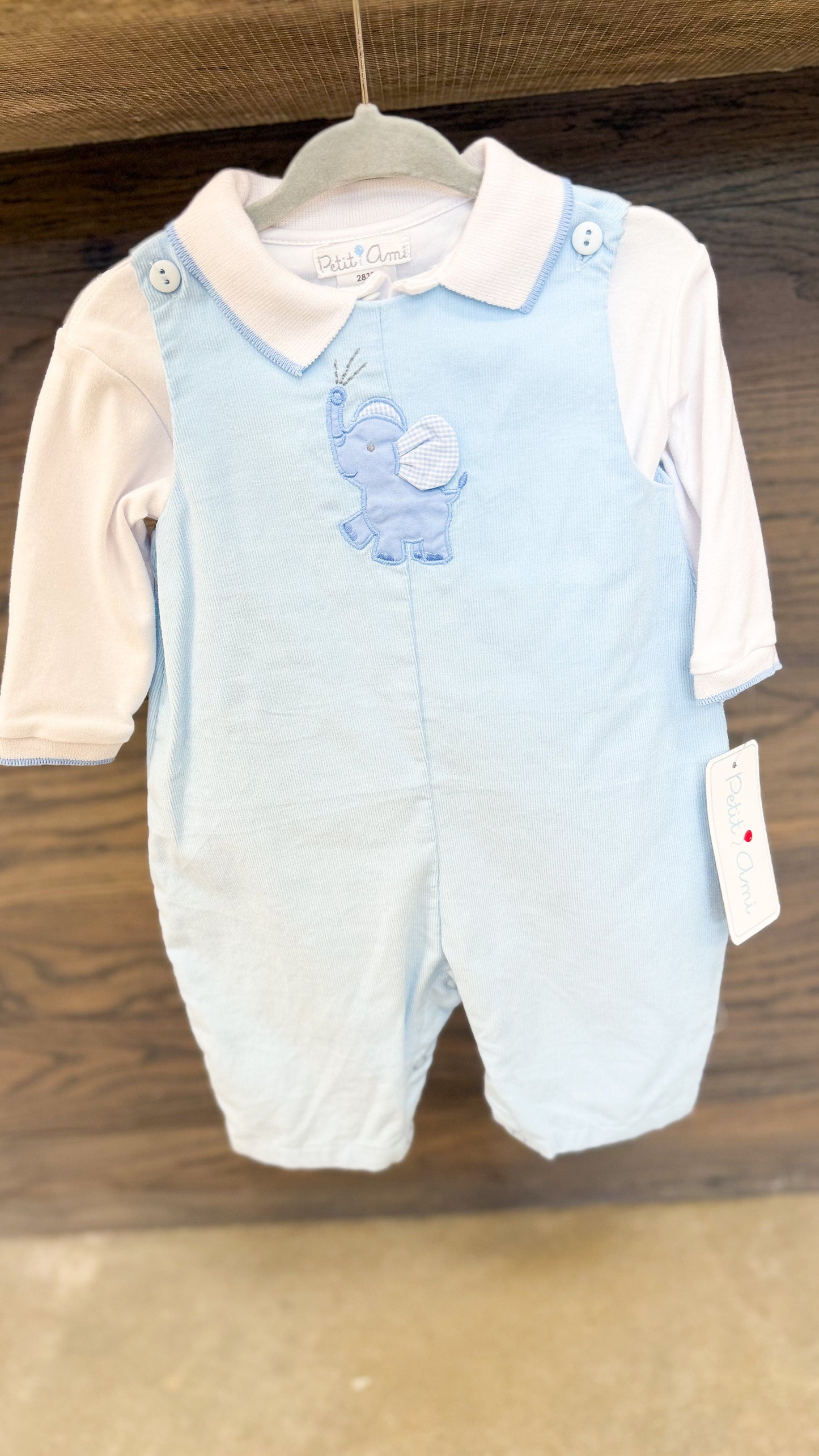 Infant Boy Elephant Applique Longall