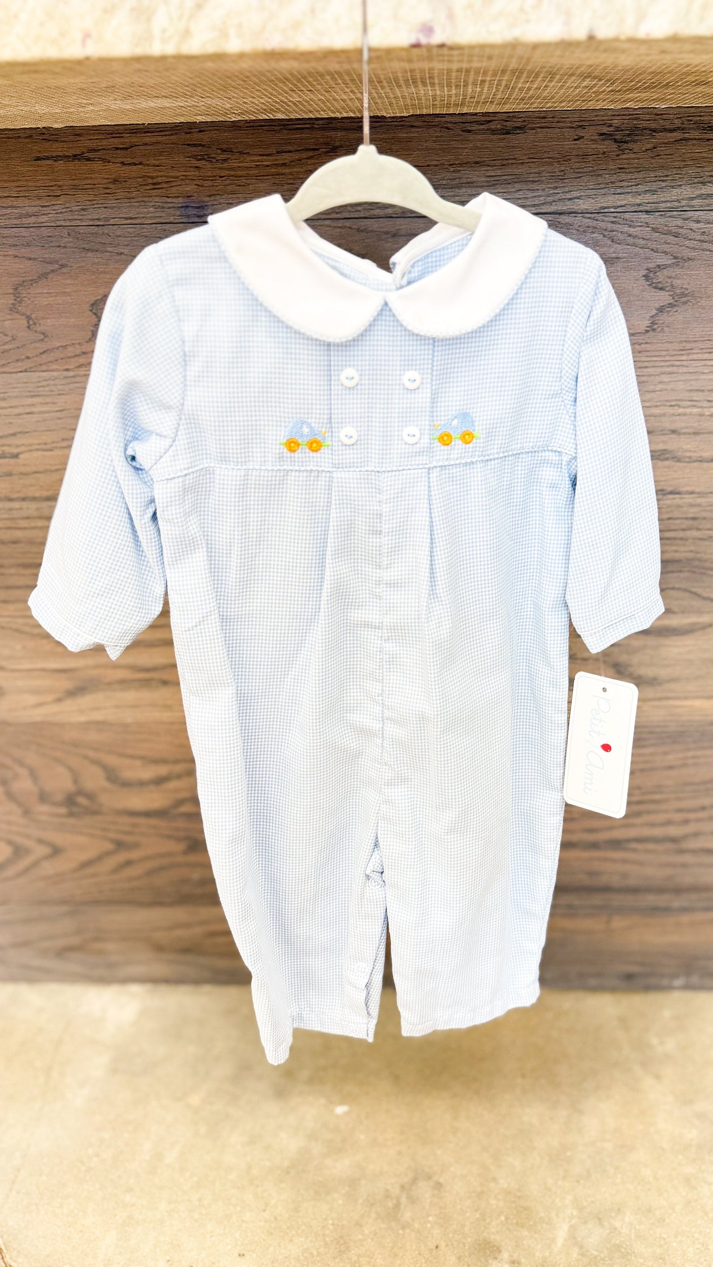 Infant Boy Embroidered Car Longall