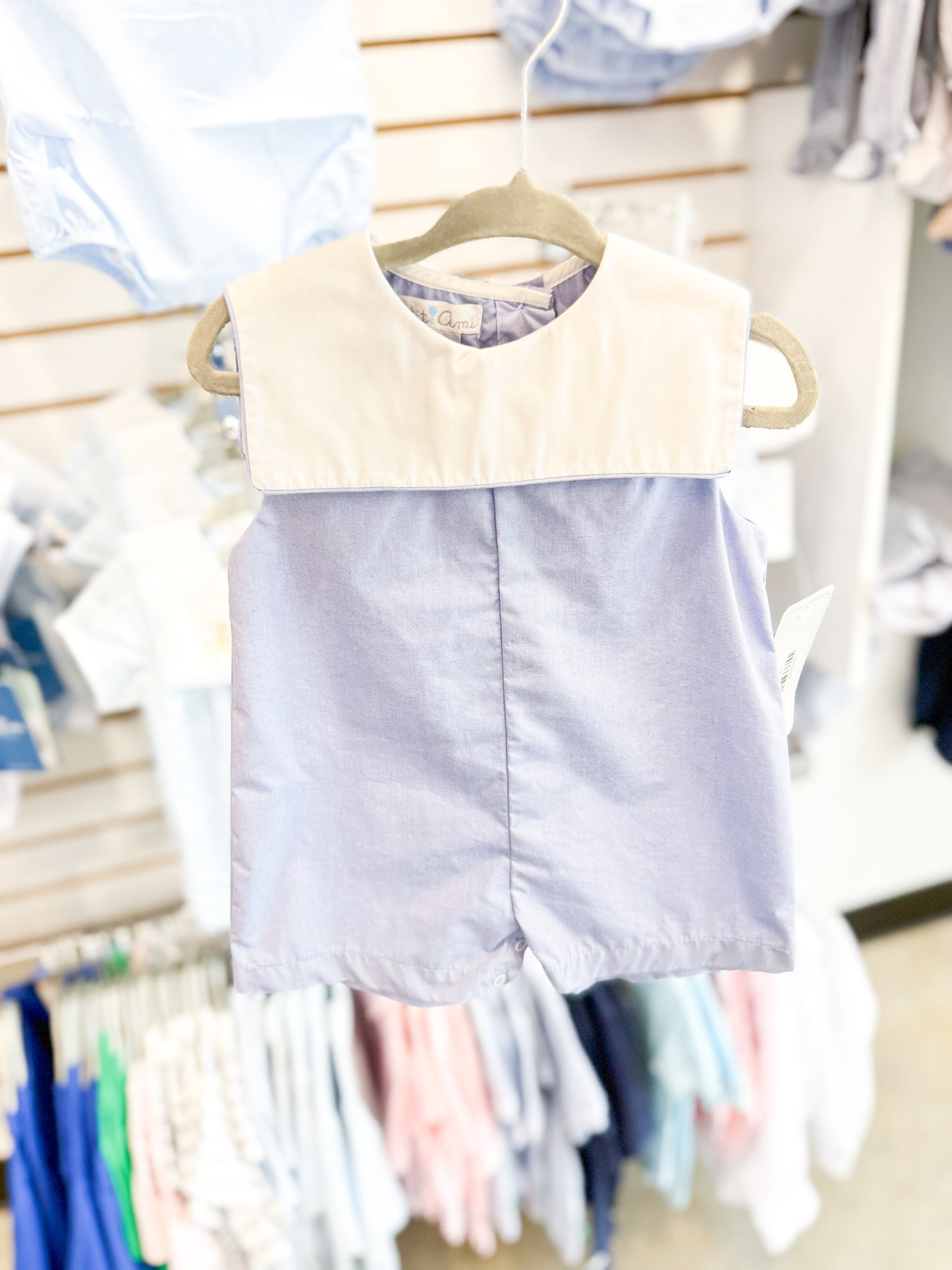 Infant Boy Romper with Square Collar