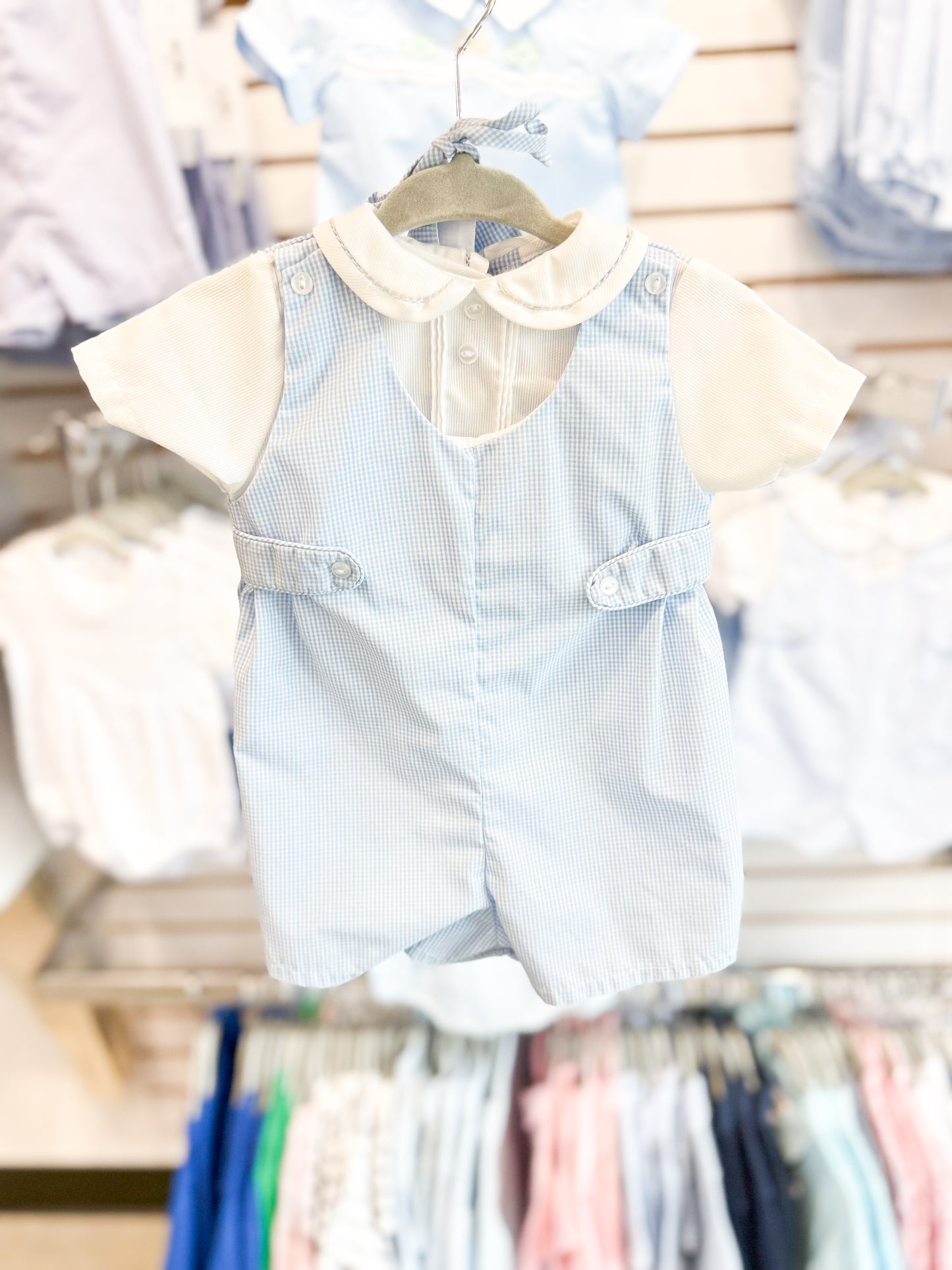 Infant Boy Collared Romper with Side Tabs