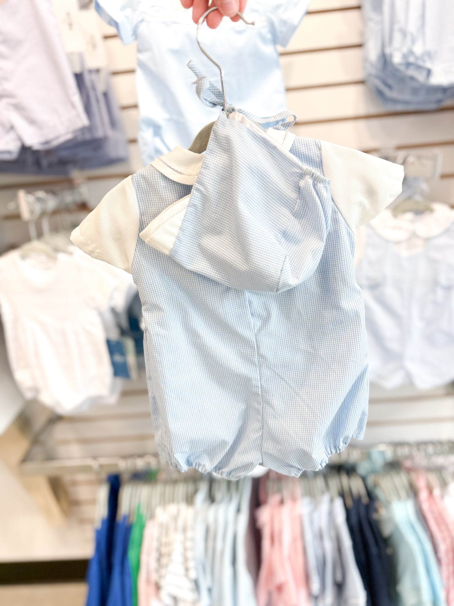 Infant Boy Collared Romper with Side Tabs