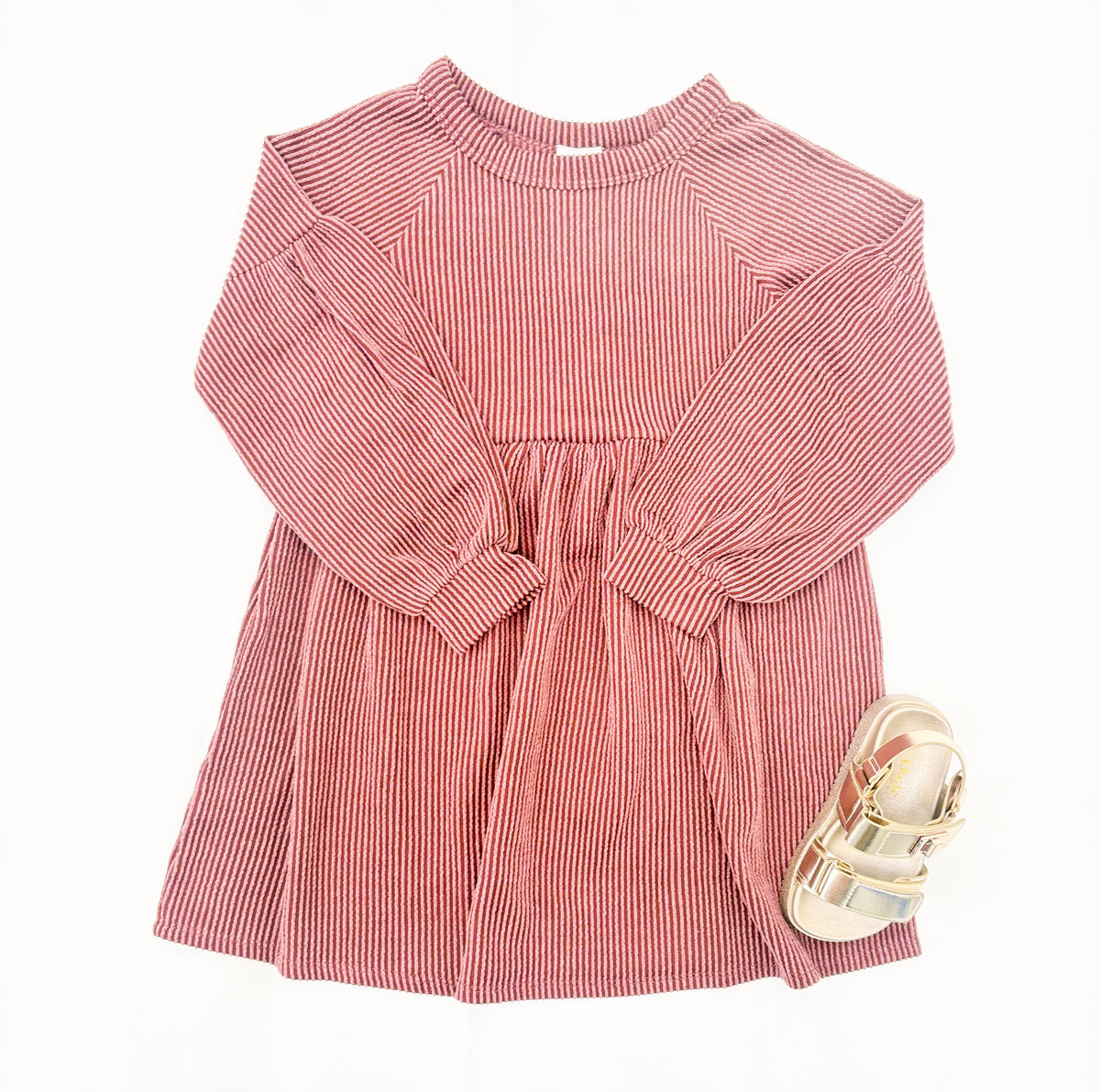 Youth Girls Long Sleeve Knit Babydoll Dress