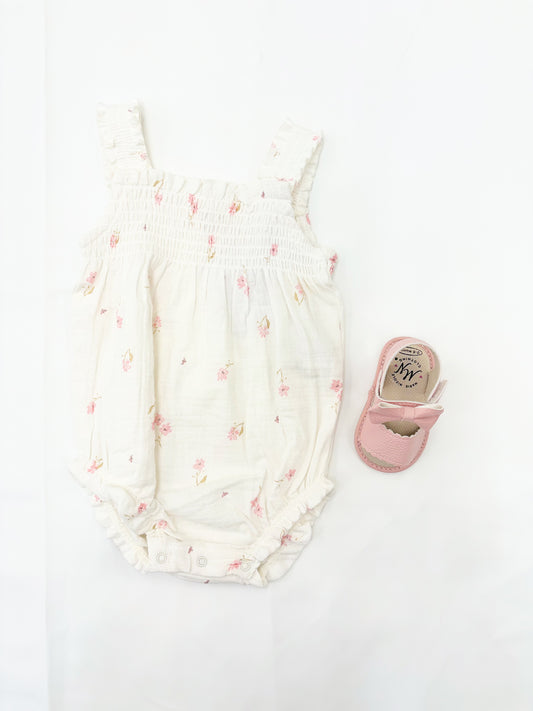 Infant Girl Floral Muslin Baby Romper