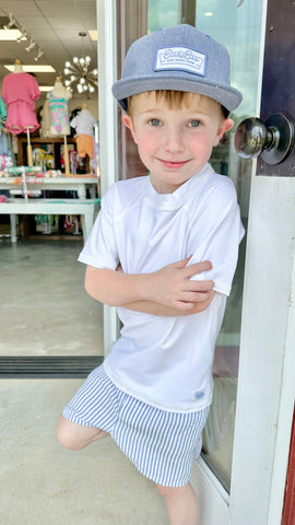 Periwinkle Blue Seersucker Swim Trunks