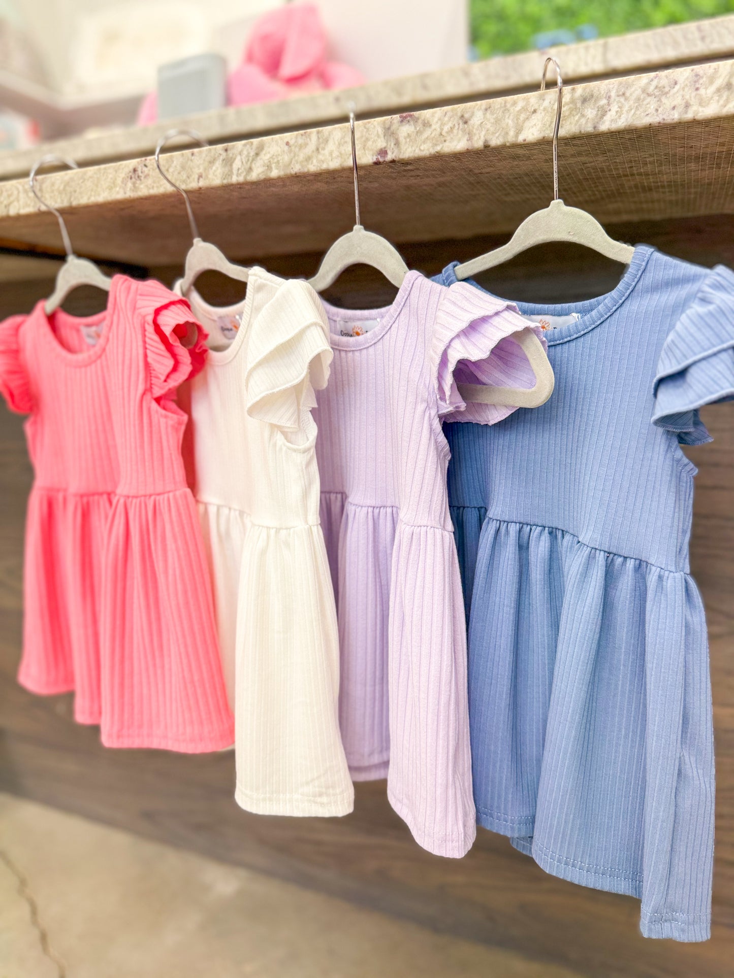 Girls Bright Ruffle Flutter Sleeve Top