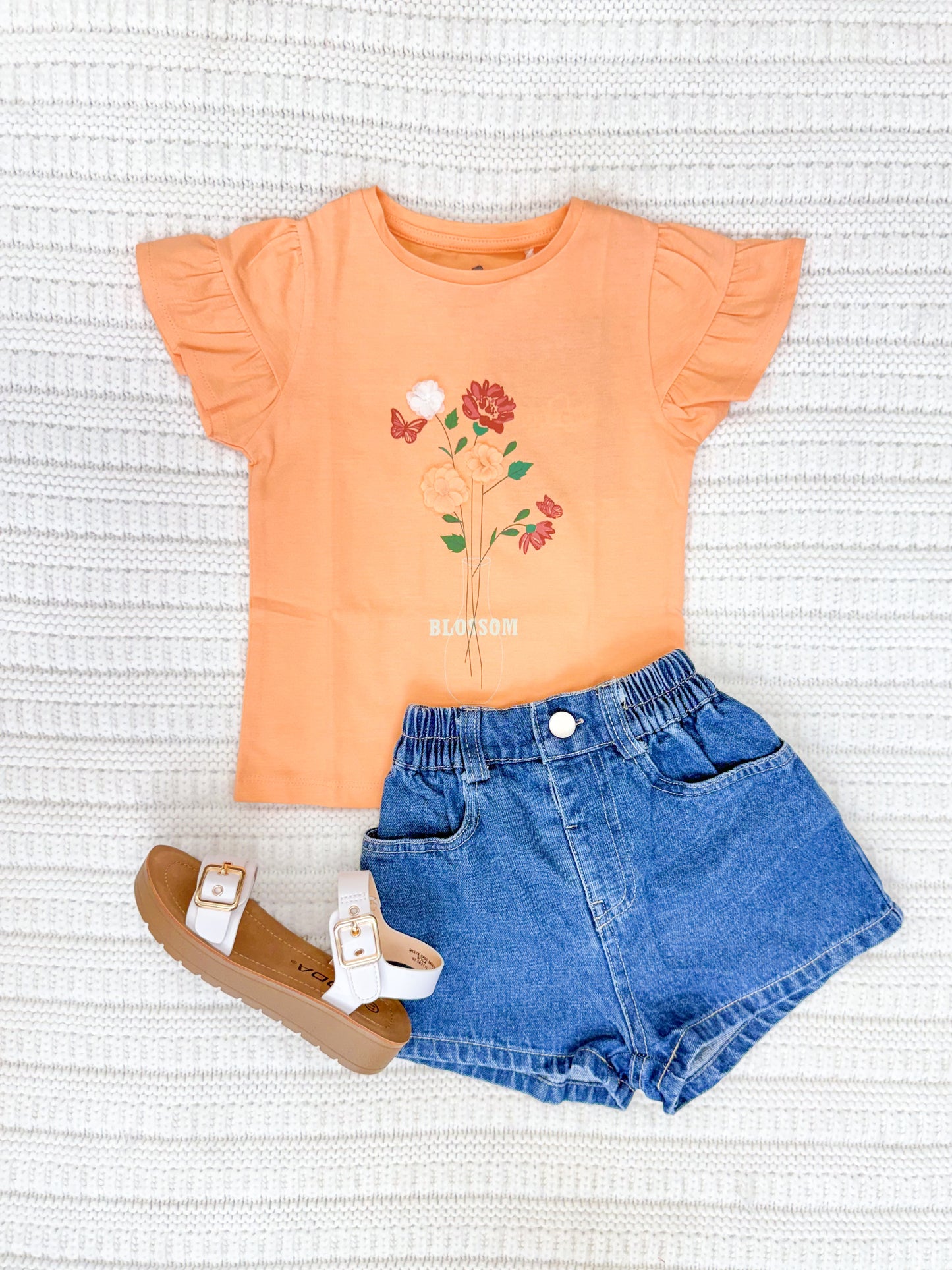 Infant Girls Ruffled Cap Sleeve T-Shirt - Coral