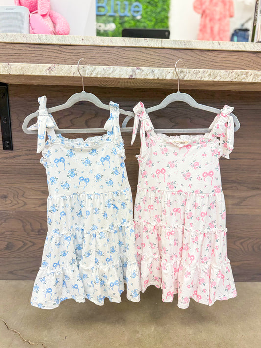 Toddler Girls Floral Bow Ruffle Dress