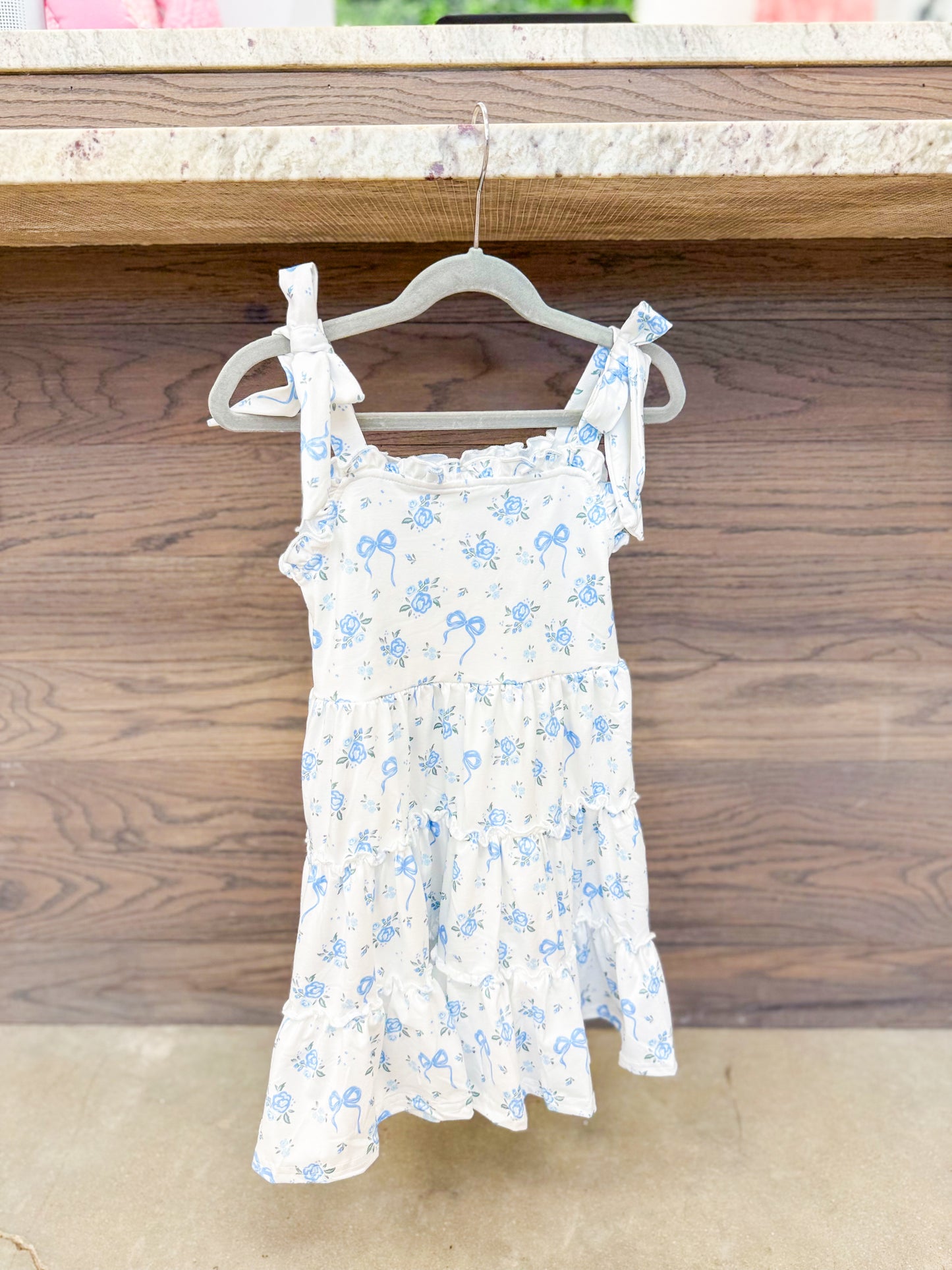 Toddler Girls Floral Bow Ruffle Dress