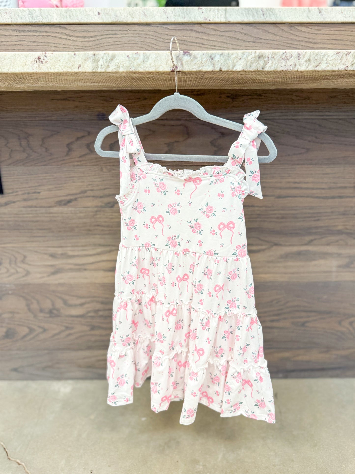 Toddler Girls Floral Bow Ruffle Dress