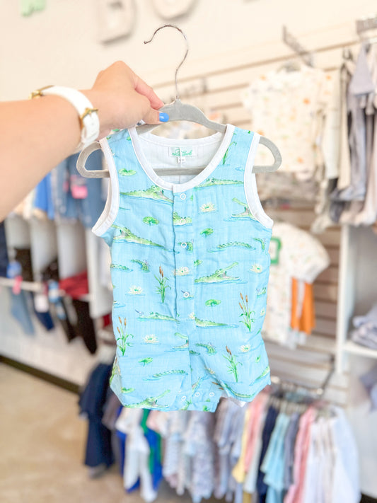Infant Boy Organic Muslin Shortall - Gator